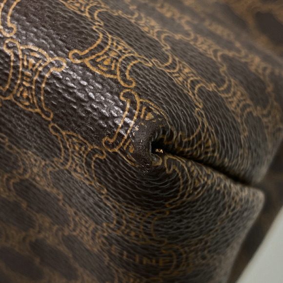 Celine Macadam Pattern Chain Canvas Tote Shoulder Bag Brown - Picture 3 of 7